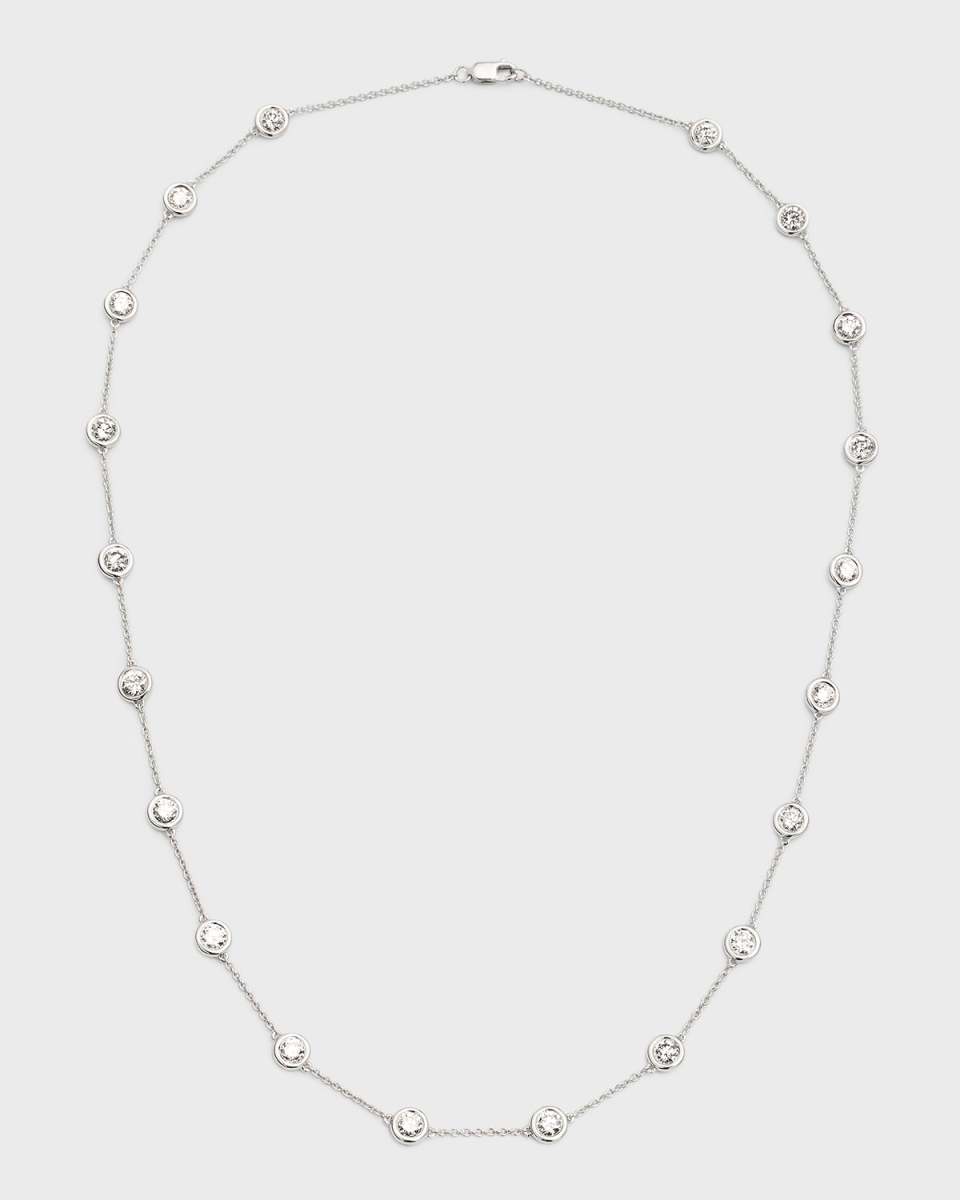 18K White Gold Round Lab Grown Diamond By-the-Yard Necklace, 18"L, 4.0tcw